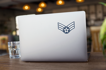 Air Force Senior Airman Rank Sticker - Military Vinyl Decal, USAF Car Decal, Military Laptop Sticker, Patriotic Window Cling