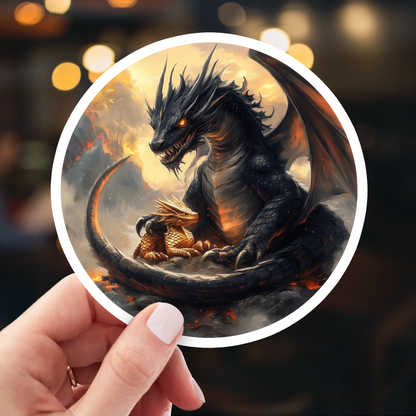 Black and Gold Dragons Sticker for The Forth Wing, Tairn, Andarna