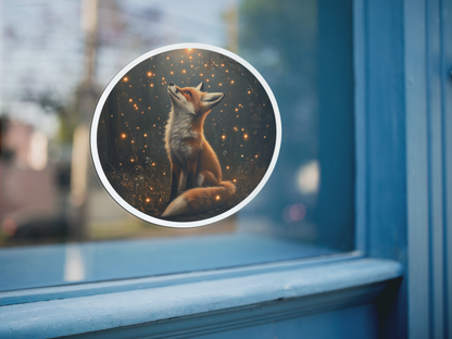 Fox and Fireflies Vinyl Sticker