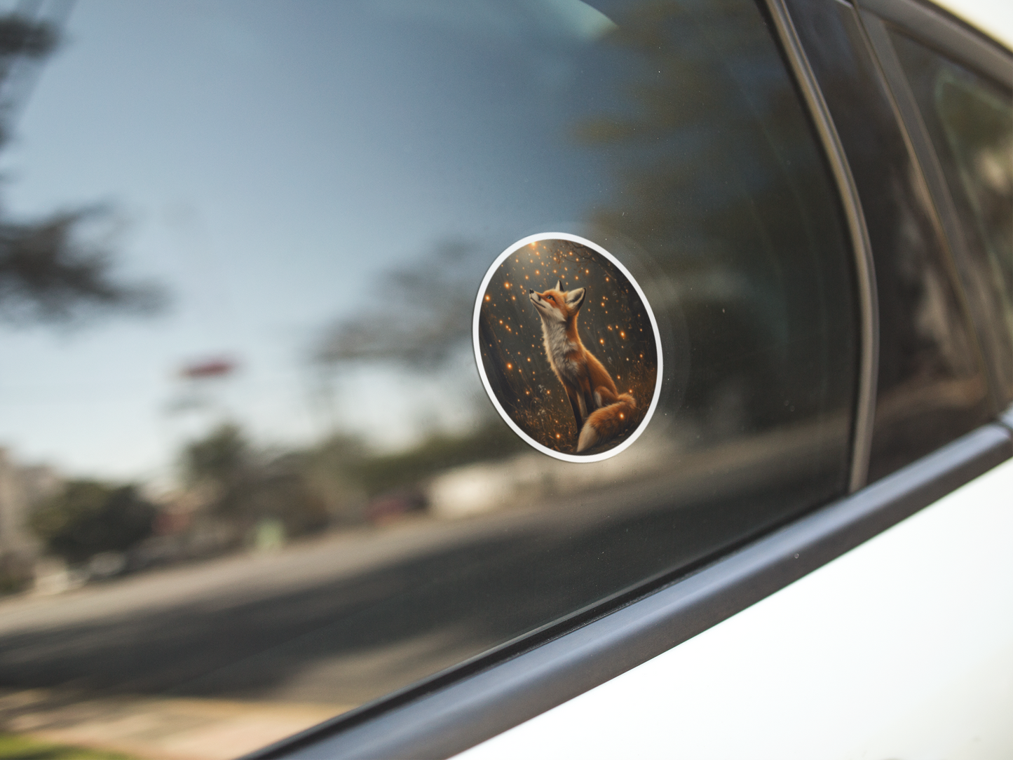 Fox and Fireflies Vinyl Sticker