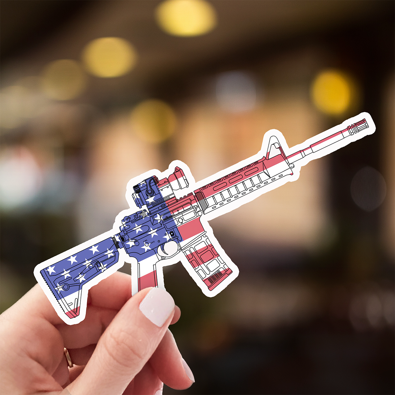 AR-15 American Flag Design Sticker