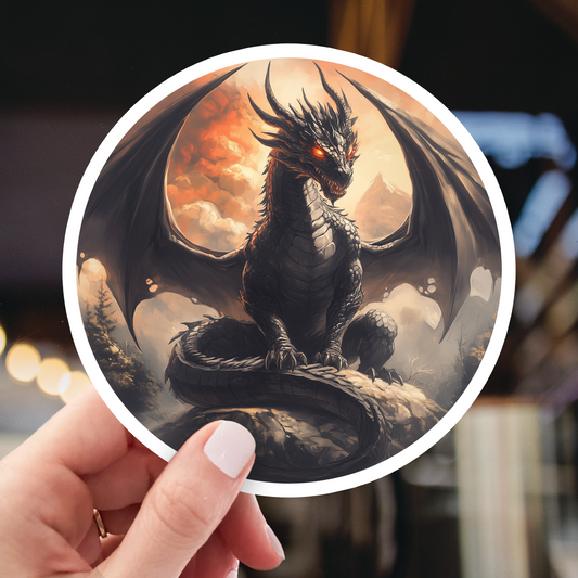 Black Dragon Sticker - Onyx Storm Inspired