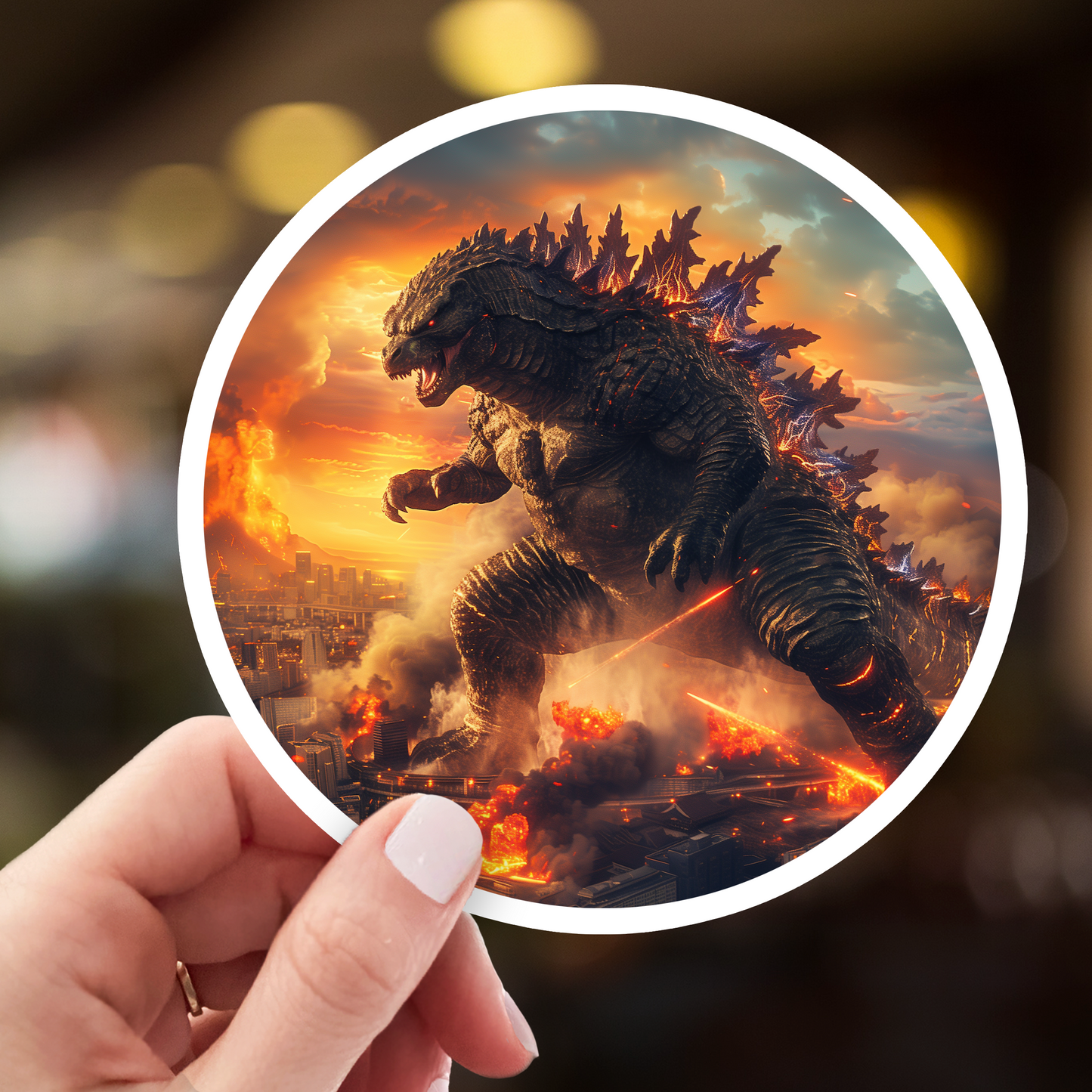 Godzilla Attacking Sticker - Kaiju Decal