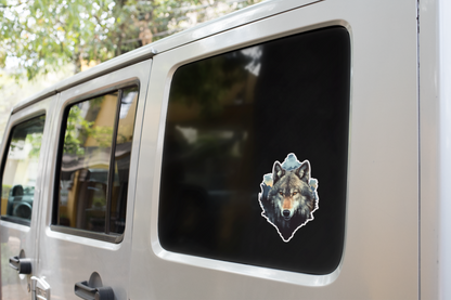 Double Exposure Wolf in the Forest Sticker