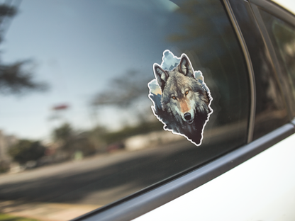 Double Exposure Wolf in the Forest Sticker