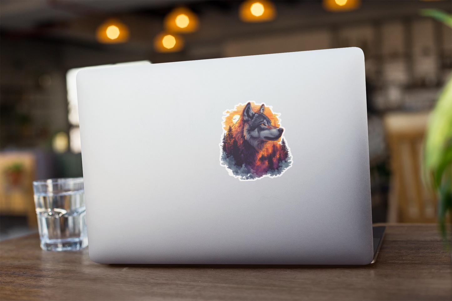 Double Exposure Timber Wolf in the Forest Sticker - Vinyl Decal