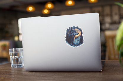 Double Exposure Timber Wolf with the Moon - Vinyl Decal